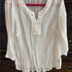 Apt. 9 Cream Embellished Bib Collar Tunic